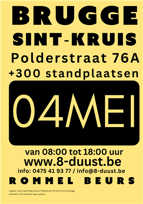 Rommelmarkt Nieuwland: Polderstraat 76A 8310 Sint-Kruis Brugge, stand €3/M