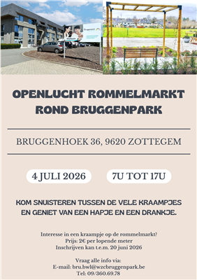 Openlucht rommelmarkt rond Bruggenpark