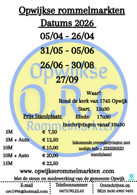 Rommelmarkten Opwijk Seizoen 2026 - 20 Jaar rommelmarkten!