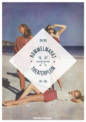 Rommelmarkt onder de luifel van het Theaterplein (vogeltjesmarkt)