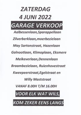 Garageverkoop Wondelgem Zaterdag 4 juni 2022