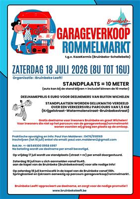 Garageverkoop/Rommelmarkt t.g.v KAZEKERMIS BRUINBEKE