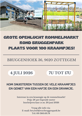 Openlucht rommelmarkt rond Bruggenpark