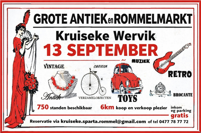 Grote antiek en rommelmarkt Kruiseke Wervik - 750 standen!!!