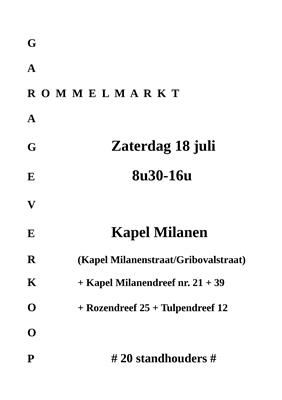 Garageverkoop Kapel Milanen