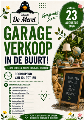 Jaarlijkse garageverkoop gebuurte De Merel 
